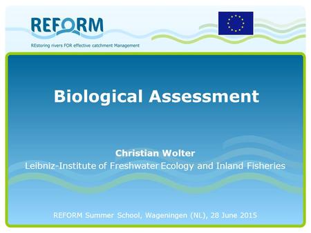 Biological Assessment REFORM Summer School, Wageningen (NL), 28 June 2015 Christian Wolter Leibniz-Institute of Freshwater Ecology and Inland Fisheries.