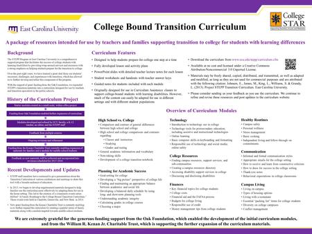 Download the curriculum from www.ecu.edu/stepp/curriculum.cfm Available at no cost and licensed under a Creative Commons Attribution-Noncommercial 3.0.