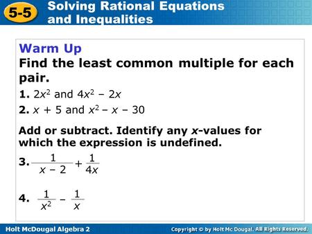 Find the least common multiple for each pair.