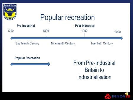 Popular recreation From Pre-Industrial Britain to Industrialisation Pre-industrialPost-Industrial Eighteenth CenturyNineteenth CenturyTwentieth Century.