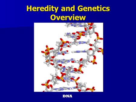 Heredity and Genetics Overview DNA. What is Heredity? Heredity is the passing on of traits or characteristics from one generation to the next. Heredity.