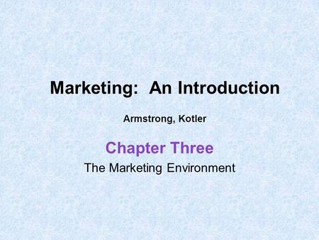 Marketing: An Introduction Armstrong, Kotler