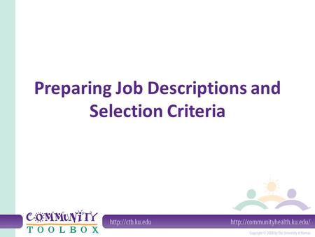 Preparing Job Descriptions and Selection Criteria.