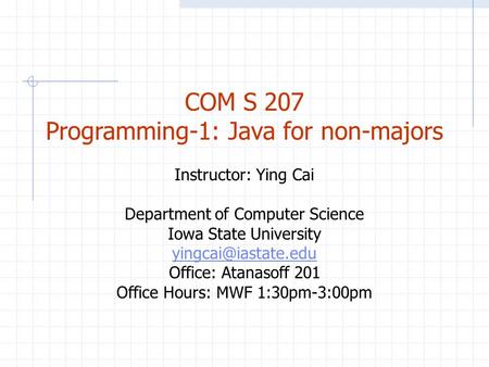 Programming-1: Java for non-majors