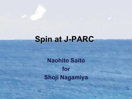 Spin at J-PARC Naohito Saito for Shoji Nagamiya. Executive Summary Spin physics at J-PARC, now The facility is starting up; Only spin physics would be.