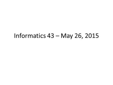 Informatics 43 – May 26, 2015. The Design Phase of Software Development Something usually needs to be done after the user’s requirements are specified.