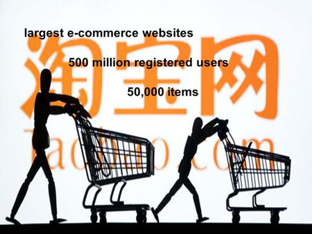 Largest e-commerce websites 500 million registered users 50,000 items.