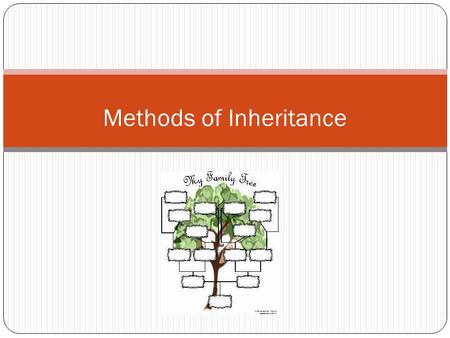 Methods of Inheritance. The Different Forms of Inheritance Mendel’s Inheritance (Review) Sex linked (Review) Codominance Incomplete dominance.