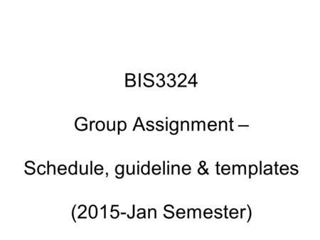 BIS3324 Group Assignment – Schedule, guideline & templates (2015-Jan Semester)