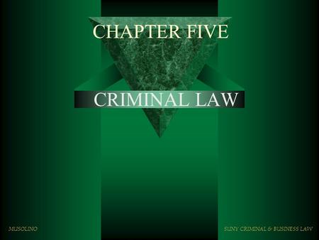 CHAPTER FIVE CRIMINAL LAW MUSOLINOSUNY CRIMINAL & BUSINESS LAW.