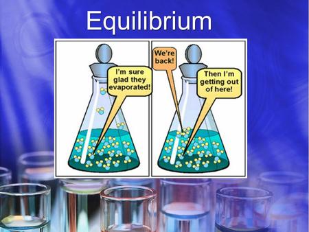 Equilibrium. Equilibrium Activity Does equilibrium mean that the amounts of reactants and products are equal? Materials: Obtain two straws, a 50 mL graduated.