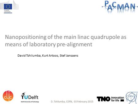 1 Nanopositioning of the main linac quadrupole as means of laboratory pre-alignment David Tshilumba, Kurt Artoos, Stef Janssens D. Tshilumba, CERN, 03.