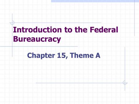 Introduction to the Federal Bureaucracy Chapter 15, Theme A.