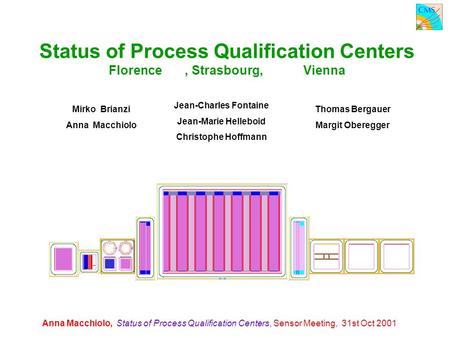 Anna Macchiolo, Status of Process Qualification Centers, Sensor Meeting, 31st Oct 2001 Status of Process Qualification Centers Florence, Strasbourg, Vienna.