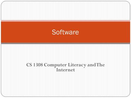 CS 1308 Computer Literacy and The Internet Software.