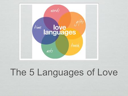 The 5 Languages of Love. We all have a love language: We all have a love language: How do you express love to others? What do you complain about the most?