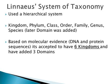 Linnaeus’ System of Taxonomy