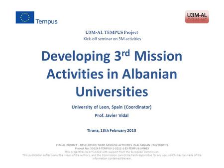Developing 3rd Mission Activities in Albanian Universities