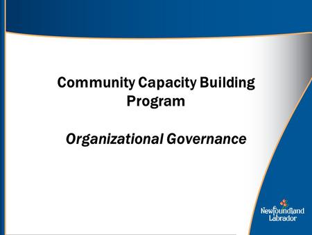 Community Capacity Building Program Organizational Governance.