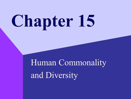 Chapter 15 Human Commonality and Diversity. Copyright © 1999 by The McGraw-Hill Companies, Inc. 2 Culture and Ethnicity Culture –the behavior patterns,