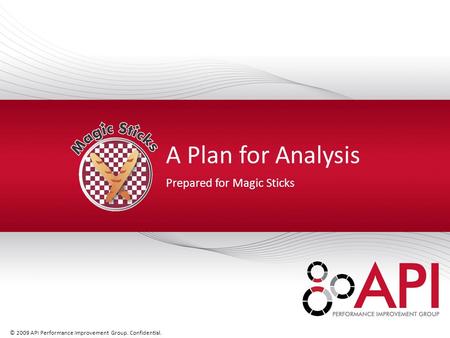 © 2009 API Performance Improvement Group. Confidential. A Plan for Analysis Prepared for Magic Sticks.