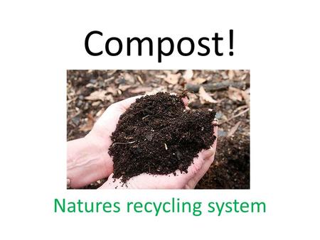 Compost! Natures recycling system. We can compost anything if it can biodegrade – (rot) We call this ORGANIC WASTE.