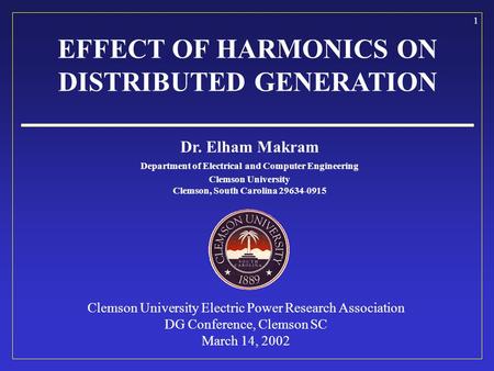 EFFECT OF HARMONICS ON DISTRIBUTED GENERATION