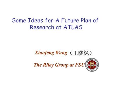 Some Ideas for A Future Plan of Research at ATLAS Xiaofeng Wang The Riley Group at FSU.