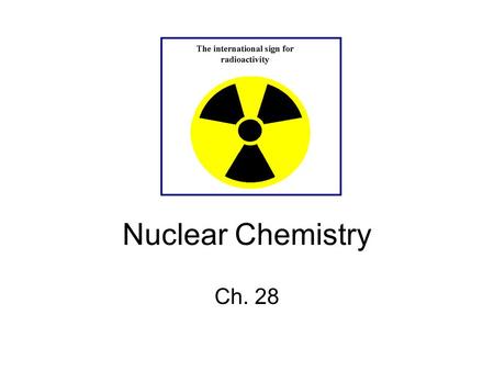 Nuclear Chemistry Ch. 28. Nuclear Radiation 28-1.