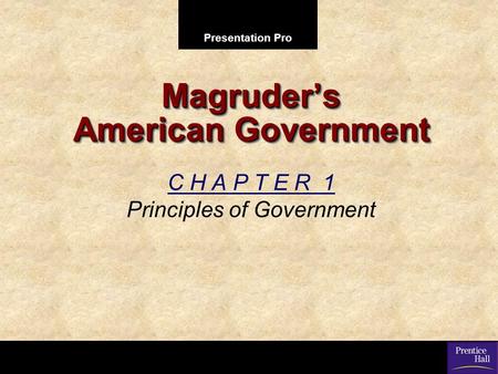 Presentation Pro Magruder’s American Government C H A P T E R 1 Principles of Government.