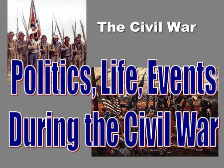The Civil War. Politics in the SouthPolitics in the South What was the war about? *States Rights v. *Federal Power Mobilizing an ArmyMobilizing an Army.