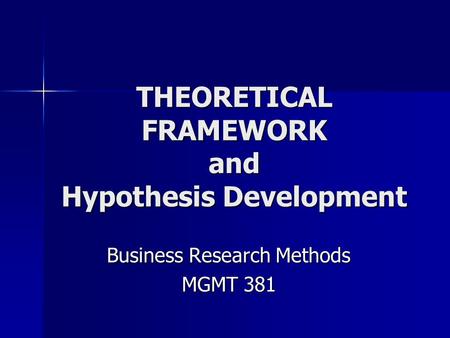 THEORETICAL FRAMEWORK and Hypothesis Development