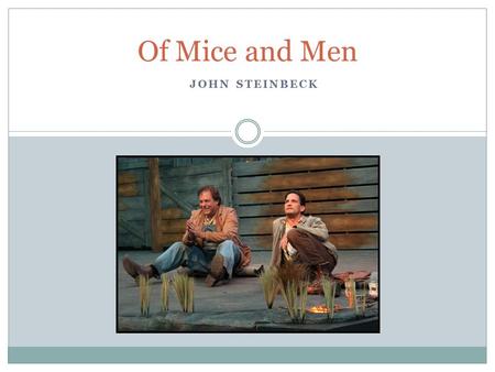 JOHN STEINBECK Of Mice and Men. John Steinbeck Born in Salinas, California in 1902  Spent the majority of his life in California  impact on his writing?