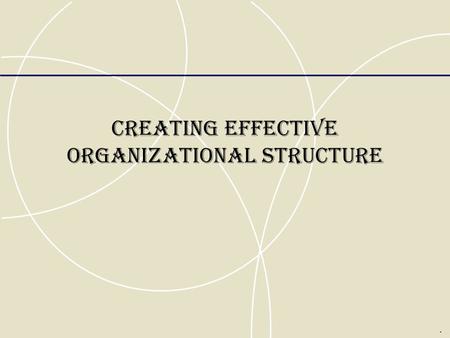 CREATING EFFECTIVE ORGANIZATIONAL STRUCTURE.. Traditional Forms of Organizational Structure Organizational structure  refers to formalized patterns of.