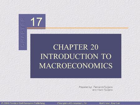 17 Prepared by: Fernando Quijano and Yvonn Quijano © 2004 Prentice Hall Business PublishingPrinciples of Economics, 7/eKarl Case, Ray Fair CHAPTER 20 INTRODUCTION.