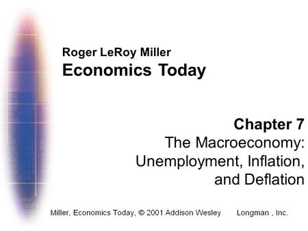 Roger LeRoy Miller Economics Today Chapter 7 The Macroeconomy: Unemployment, Inflation, and Deflation.