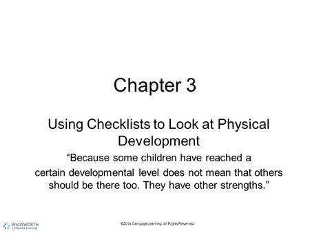 Chapter 3 Using Checklists to Look at Physical Development