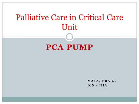 Palliative Care in Critical Care Unit