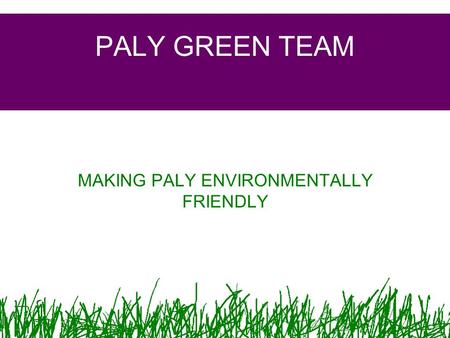 PALY GREEN TEAM MAKING PALY ENVIRONMENTALLY FRIENDLY.