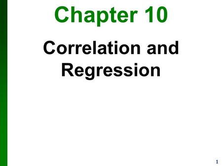 Chapter 10 Correlation and Regression