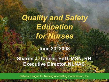 ______________________ North Carolina Associate Degree Nursing Program Deans’ & Directors’ Meeting March 2008 Quality and Safety Education for Nurses June.