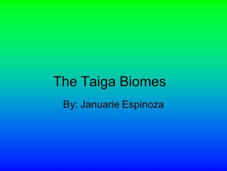 The Taiga Biomes By: Januarie Espinoza.