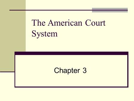 The American Court System Chapter 3. Why Study Law And Court System? Manager Needs Understanding Managers Involved In Court Cases As Party As Witness.