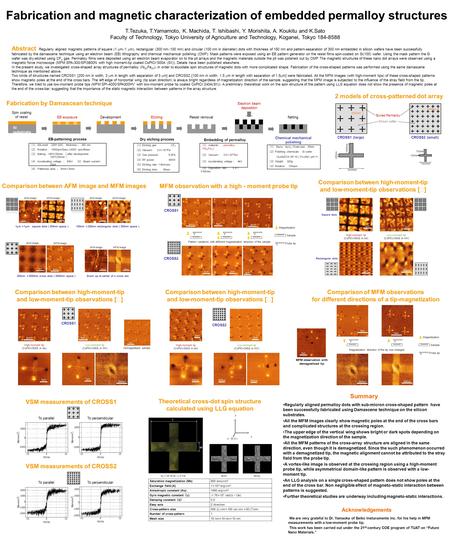 Fabrication and magnetic characterization of embedded permalloy structures T.Tezuka, T.Yamamoto, K. Machida, T. Ishibashi, Y. Morishita, A. Koukitu and.
