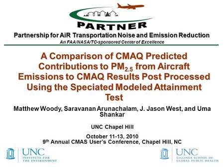 Partnership for AiR Transportation Noise and Emission Reduction An FAA/NASA/TC-sponsored Center of Excellence A Comparison of CMAQ Predicted Contributions.
