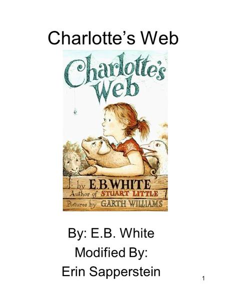 1 Charlotte’s Web By: E.B. White Modified By: Erin Sapperstein.
