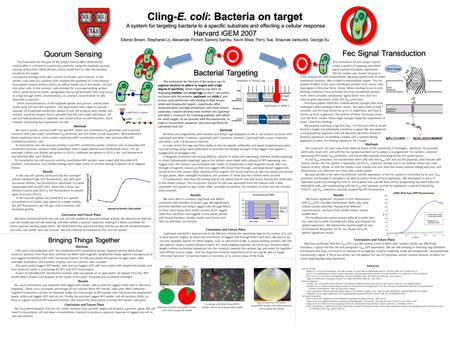 Cling-E. coli: Bacteria on target A system for targeting bacteria to a specific substrate and effecting a cellular response A system for targeting bacteria.