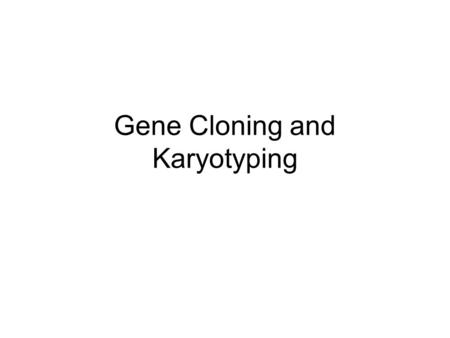 Gene Cloning and Karyotyping. Gene Cloning Techniques for gene cloning enable scientists to prepare multiple identical copies of gene- sized pieces of.