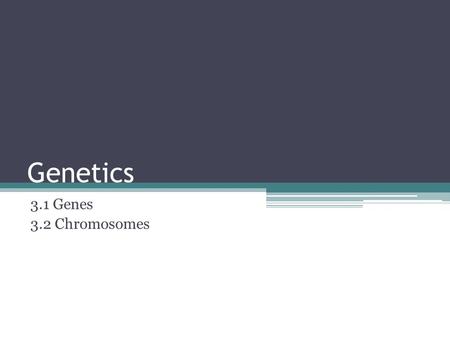 Genetics 3.1 Genes 3.2 Chromosomes. Genes vs Chromosome In your notes, list what you know about Genes and Chromosomes GENESCHROMOSOMES.