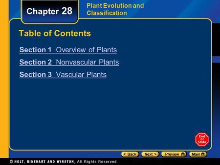 Chapter 28 Table of Contents Section 1 Overview of Plants